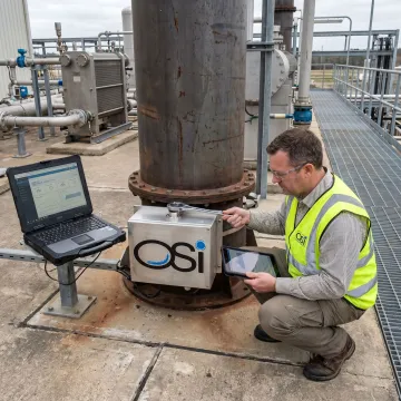 Engineer commissioning stack monitoring equipment