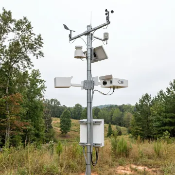 Automated weather station monitoring environmental conditions in Georgia