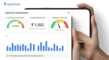 Optimist app dashboard displaying live energy meter and gas level gauge