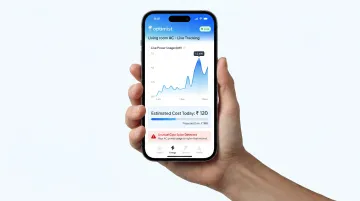 Optimist app dashboard tracking live AC energy consumption and cost