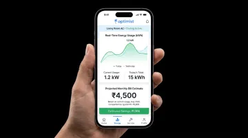 Optimist app dashboard displaying real-time energy usage and bill tracking