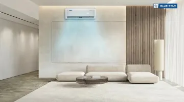 Blue Star residential split AC unit installed on interior wall in modern Indian home