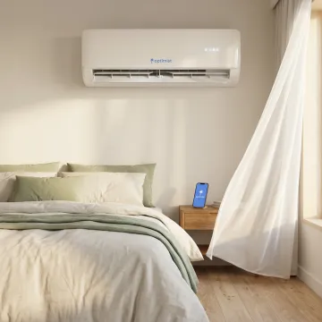 Residential bedroom with inverter split AC cooling