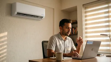 Home office with split AC for work from home