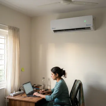 Home office with split AC for comfortable work environment