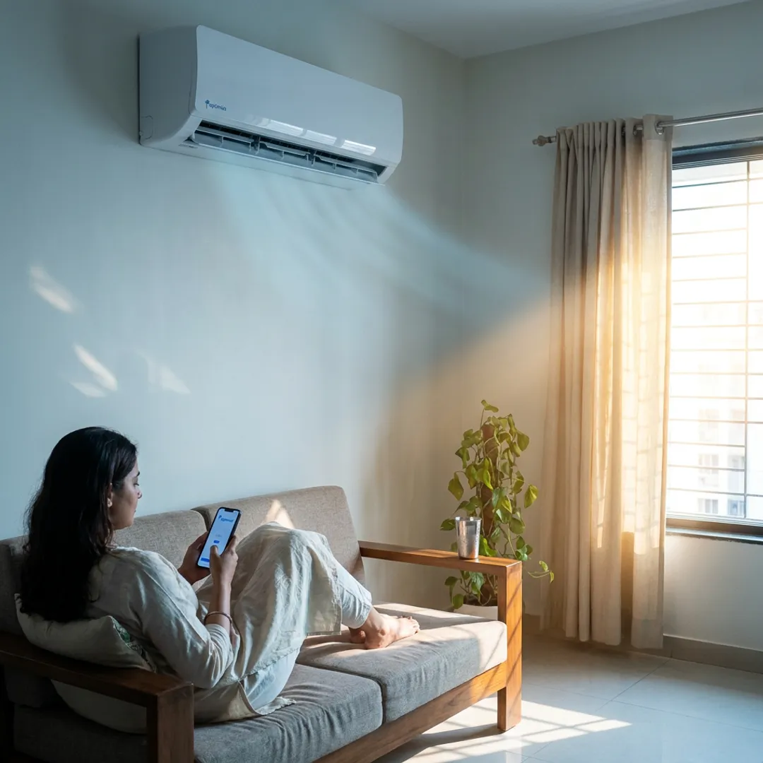 Indian home interior in extreme heat region with split AC