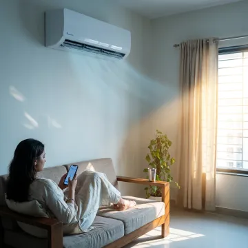 Indian home interior in extreme heat region with split AC