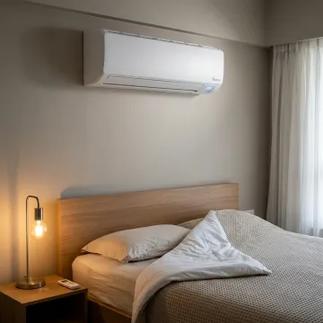 Inverter split AC installed in a bedroom