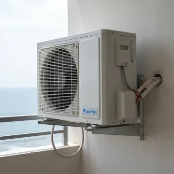 Inverter split AC outdoor unit in a coastal city