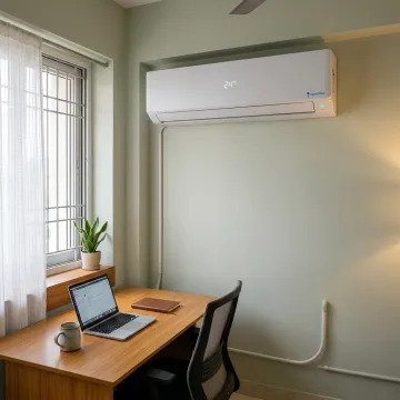 Inverter split AC cooling a home office