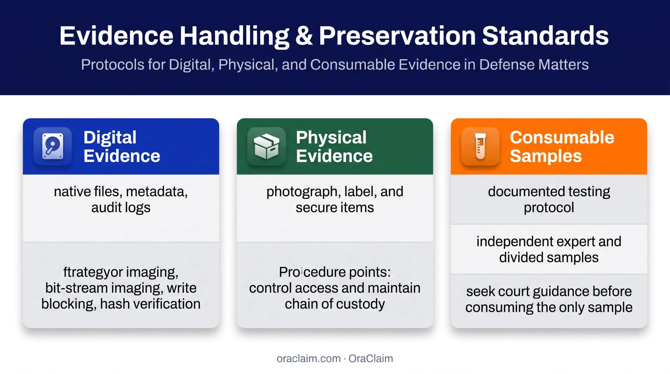 Digital physical and consumable evidence preservation requirements