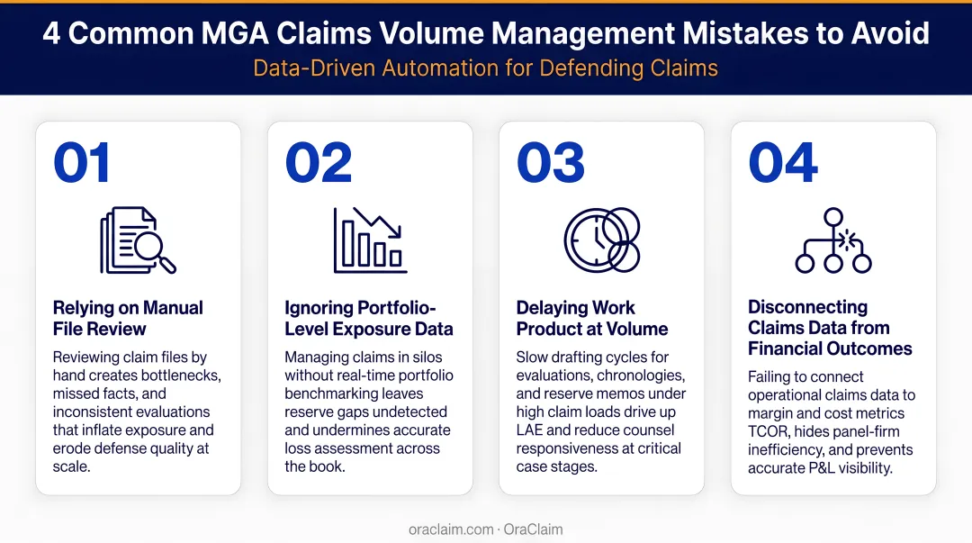 Four common MGA claims volume management mistakes to avoid infographic