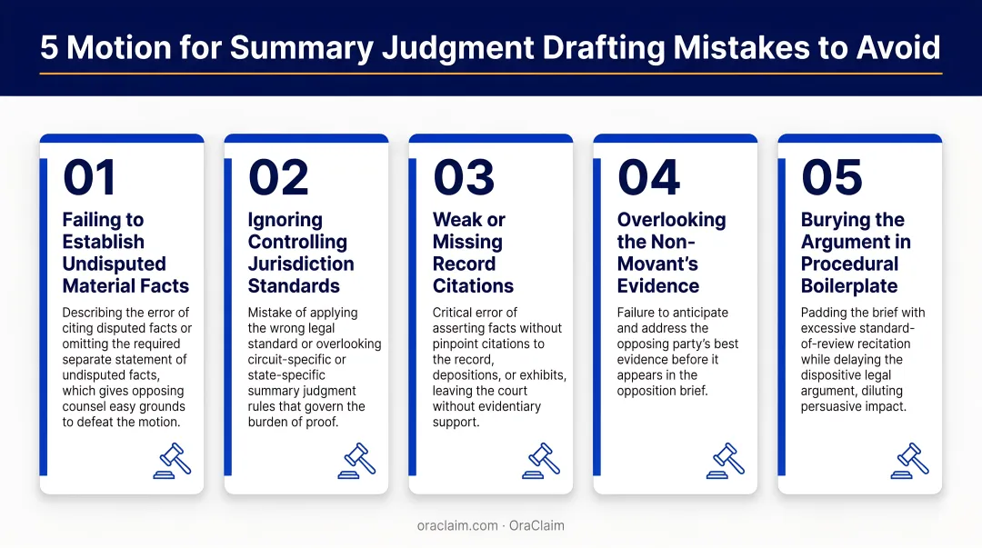 Five common motion for summary judgment drafting mistakes attorneys should avoid