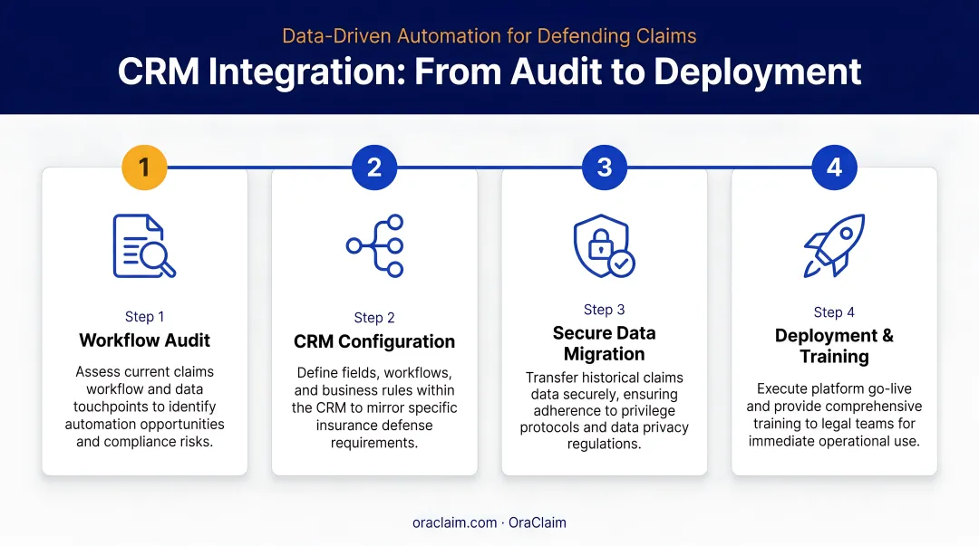 4-step CRM legal software integration process from audit to deployment