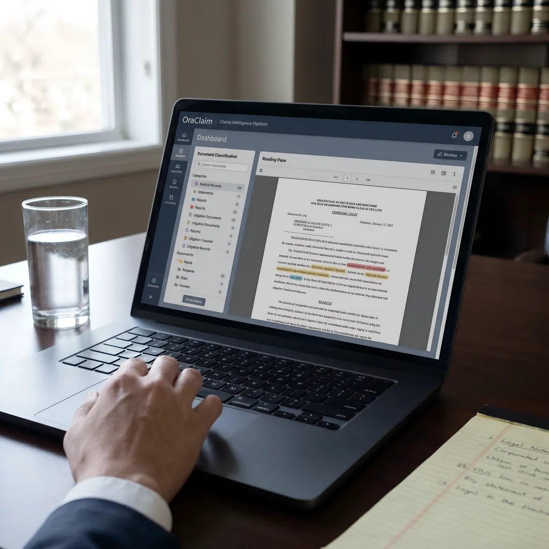 AI claims document classification dashboard