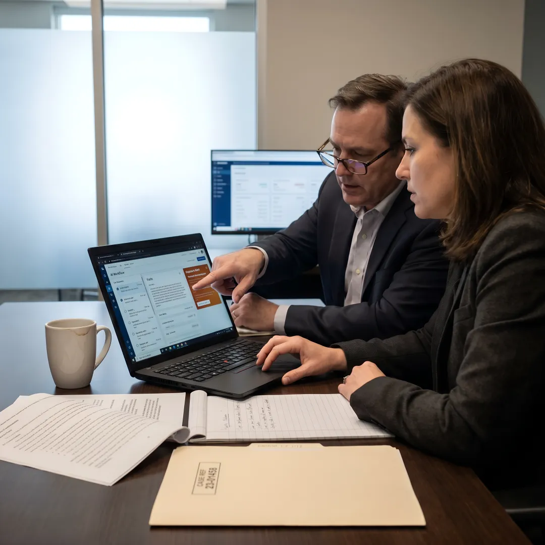 Claims team reviewing AI liability workflow