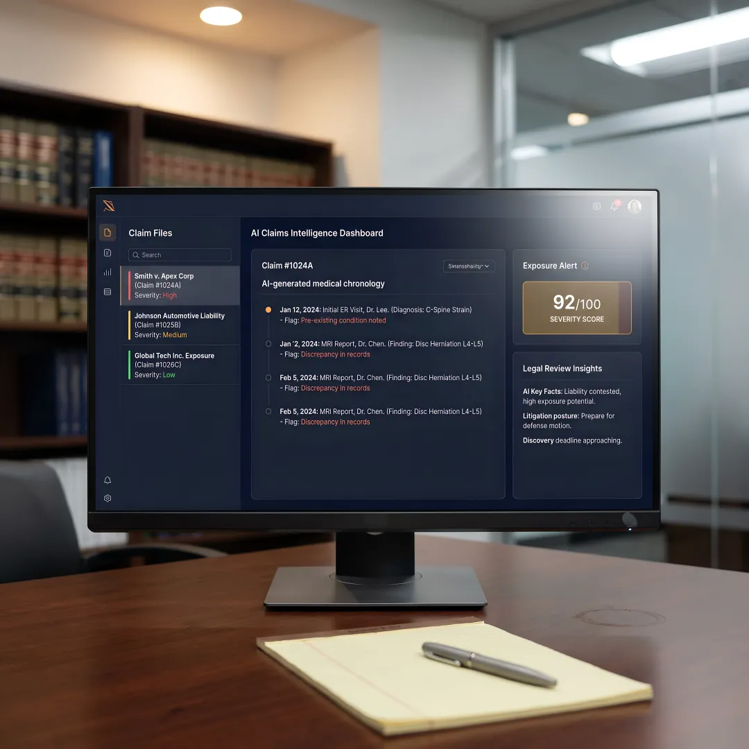 AI claims assessment dashboard for defense teams