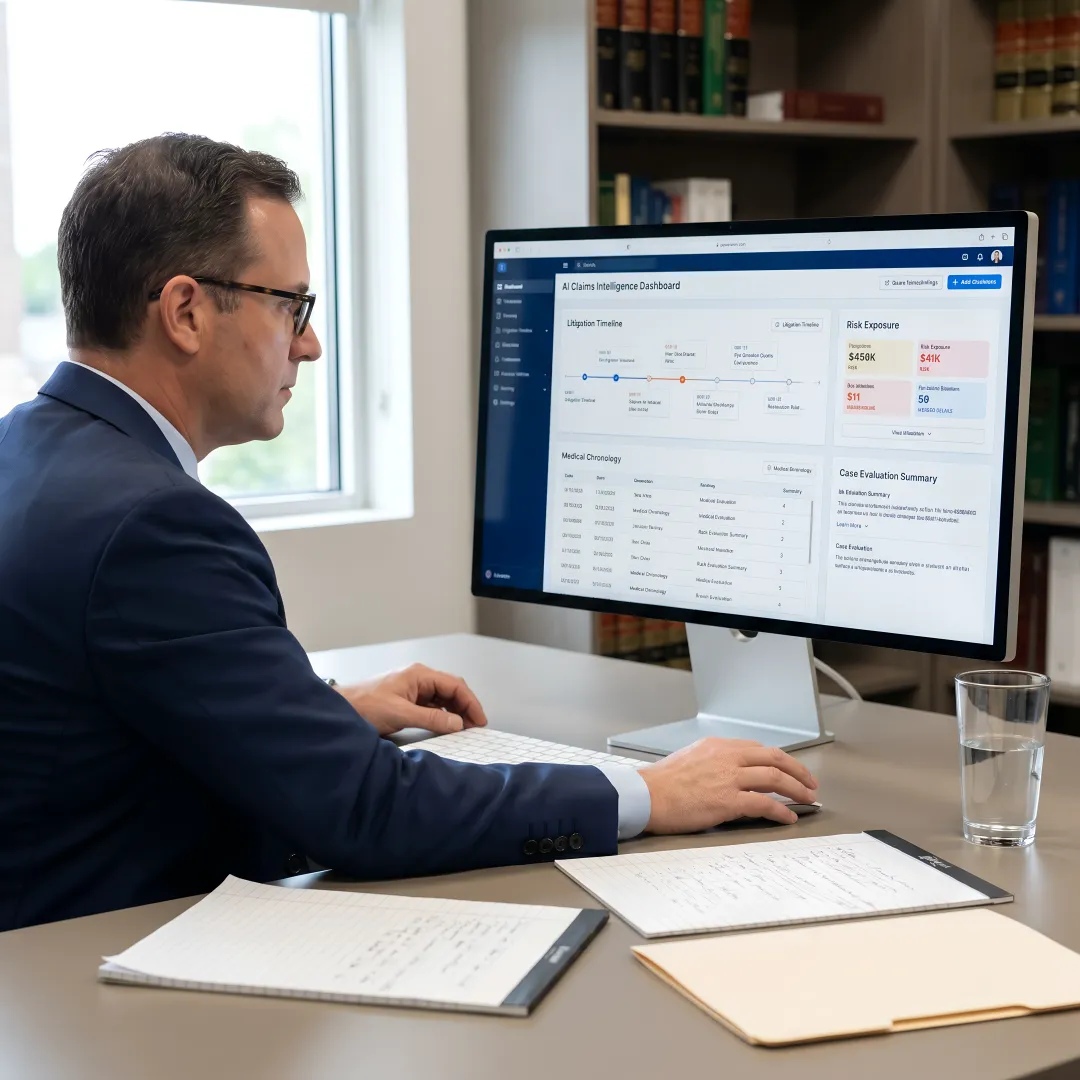 AI claims intelligence dashboard for litigation assessment