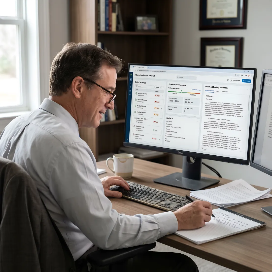 AI claims management software dashboard for defense teams
