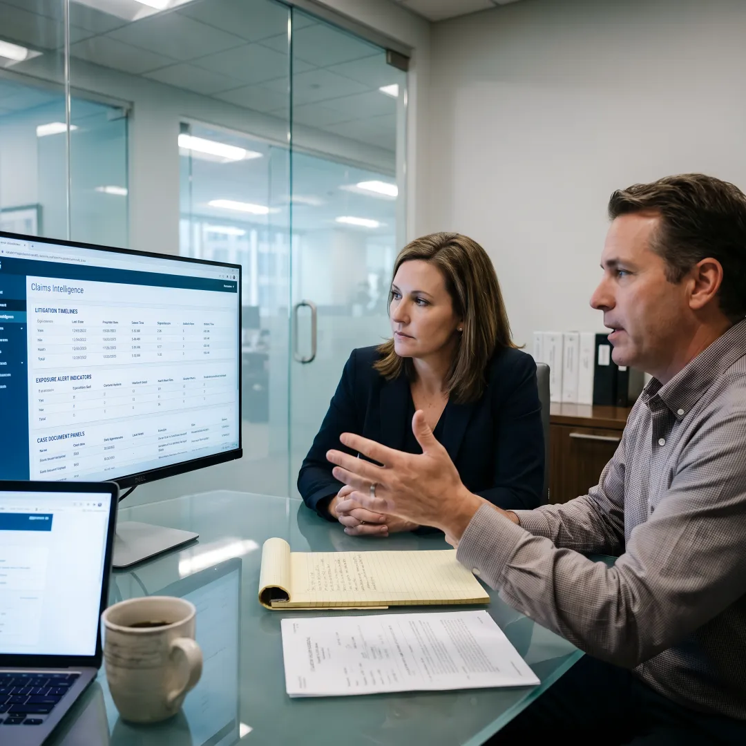 AI claims management dashboard for defense teams