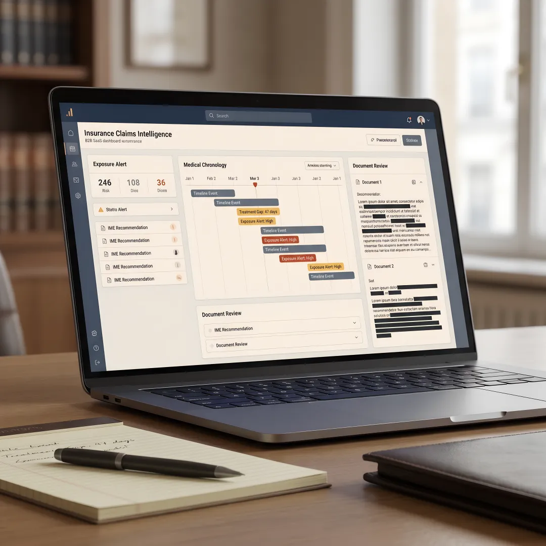 AI medical record review dashboard for claims teams