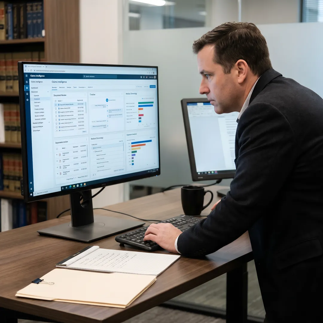 Claims professionals using secure AI legal software