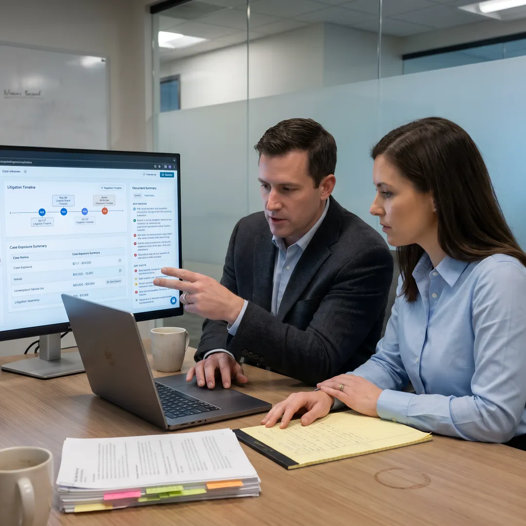 Legal team using AI case analysis workflow