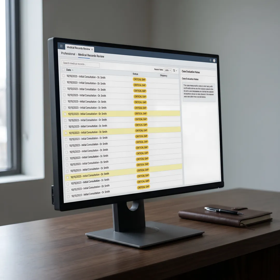 AI medical chronology and claim review dashboard