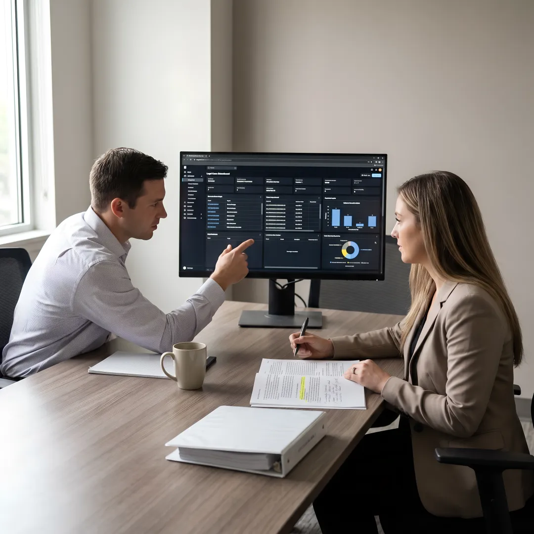 Defense team reviewing AI claims software