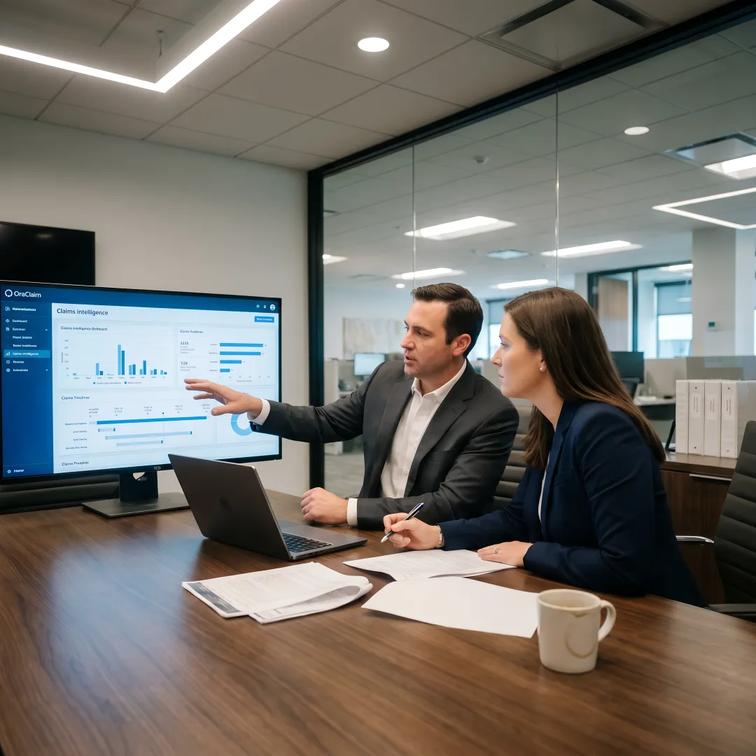 Defense claims team reviewing analytics