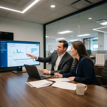 Defense claims team reviewing analytics