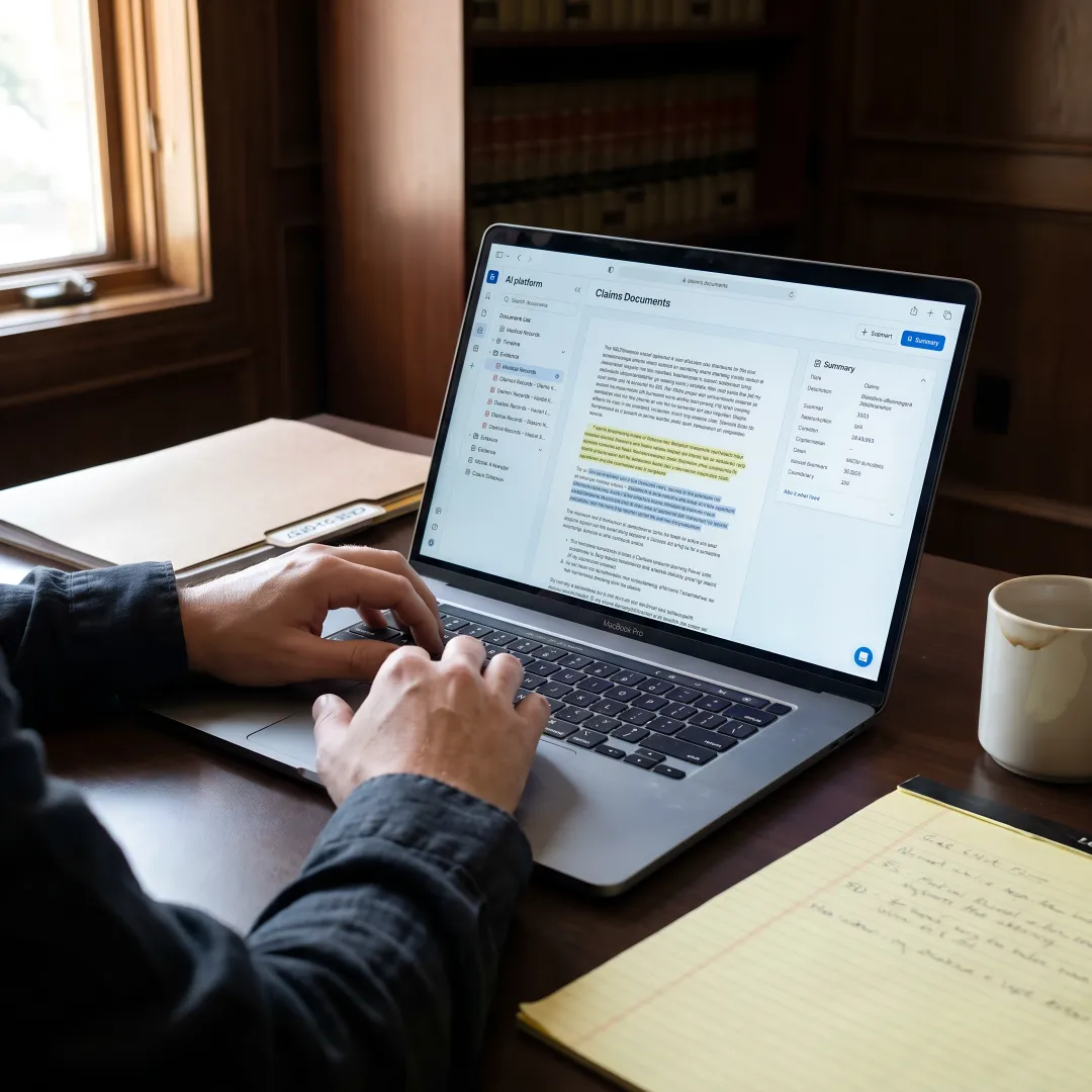 Claims documents organized by AI