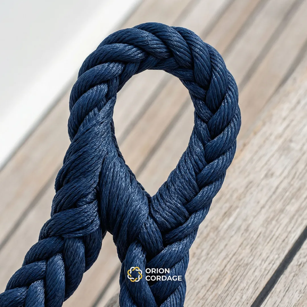 Completed professional eye splice showing rope construction detail