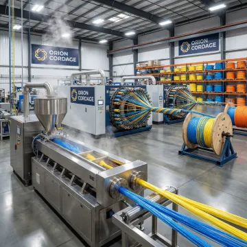 Modern rope manufacturing facility with production equipment