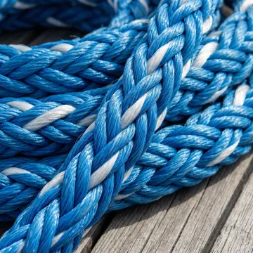 Close-up of braided marine mooring rope showing durable construction