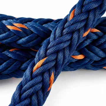 Close-up of heavy-duty commercial fishing rope showing construction detail