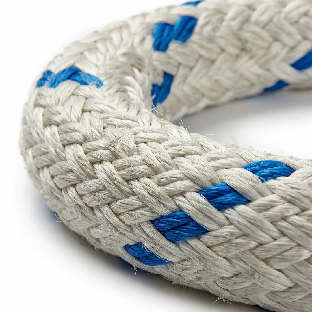 Close-up of high-strength industrial tow rope construction detail