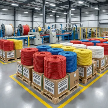 Bulk nylon rope coils prepared for government and military contract delivery