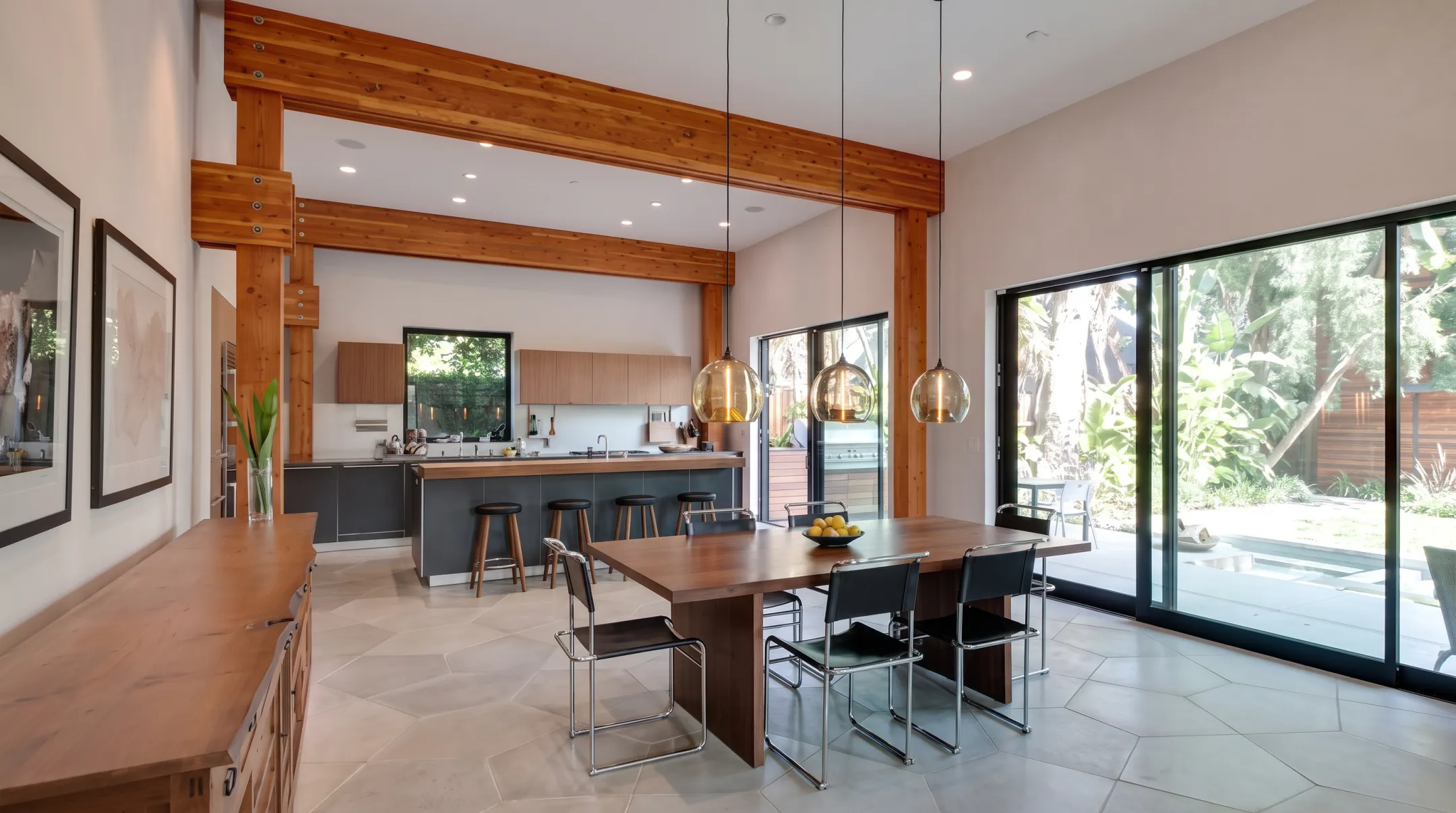 Yale Street Santa Monica remodel open-plan living kitchen dining layout