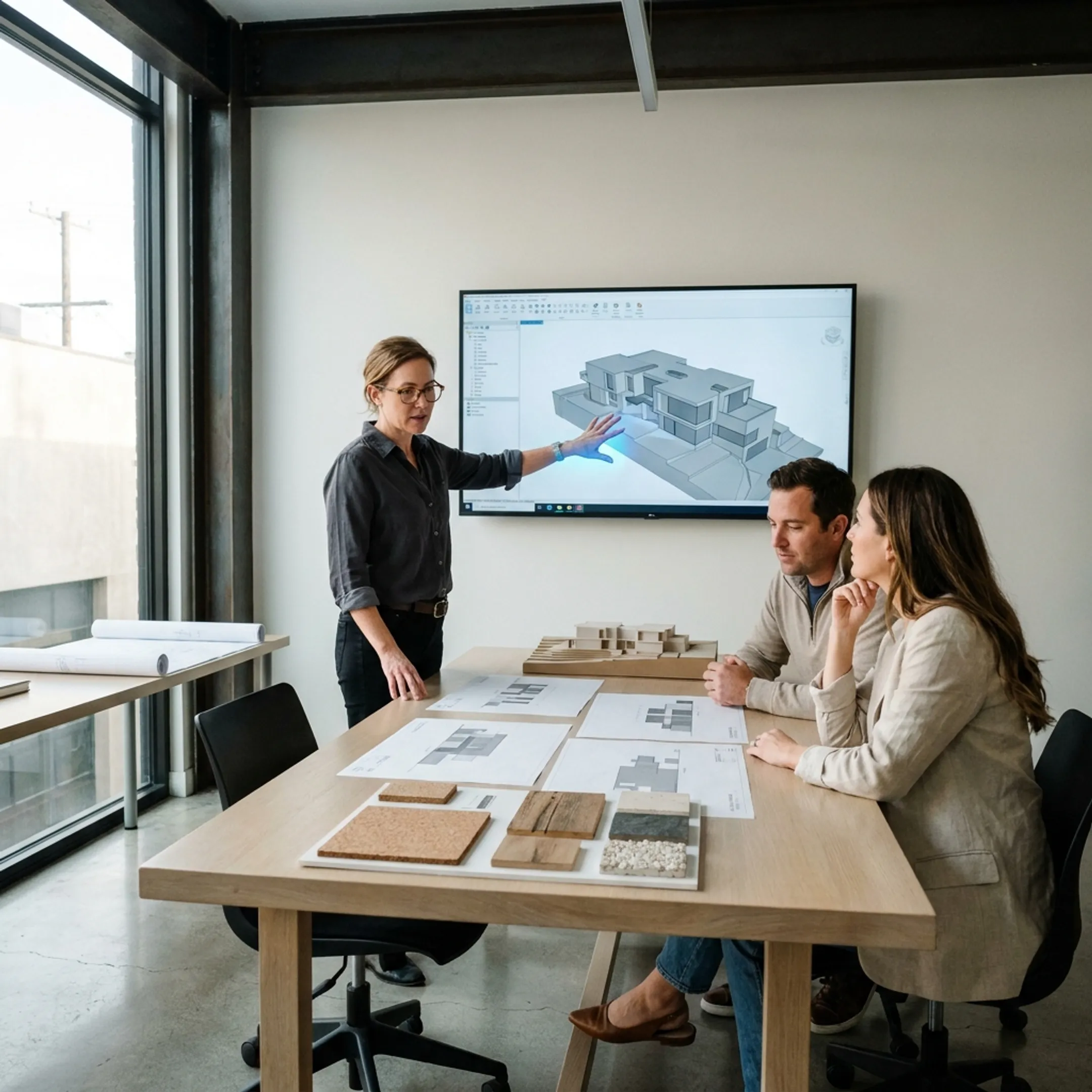 Architect presenting a custom home design