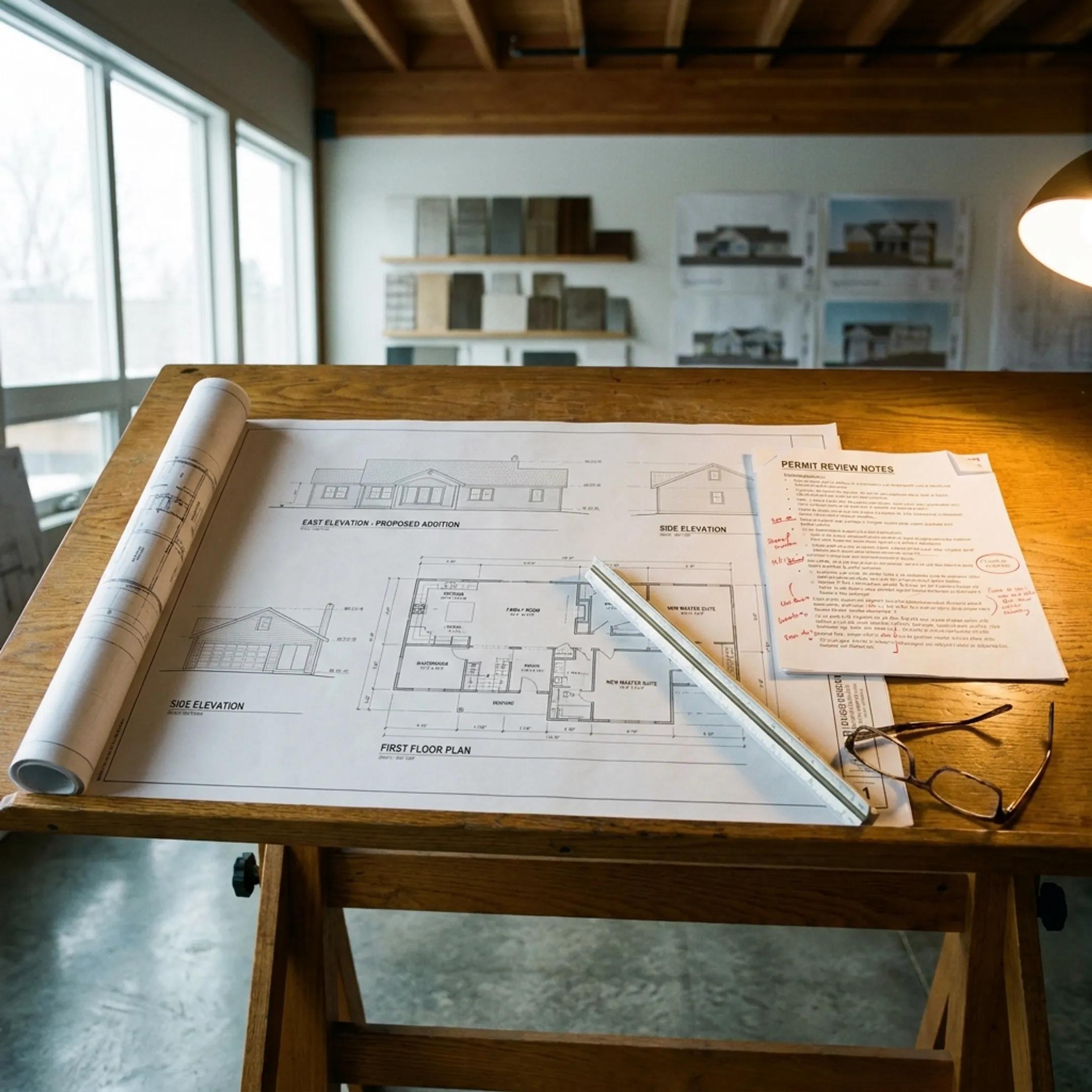 Residential addition plans prepared for permit review