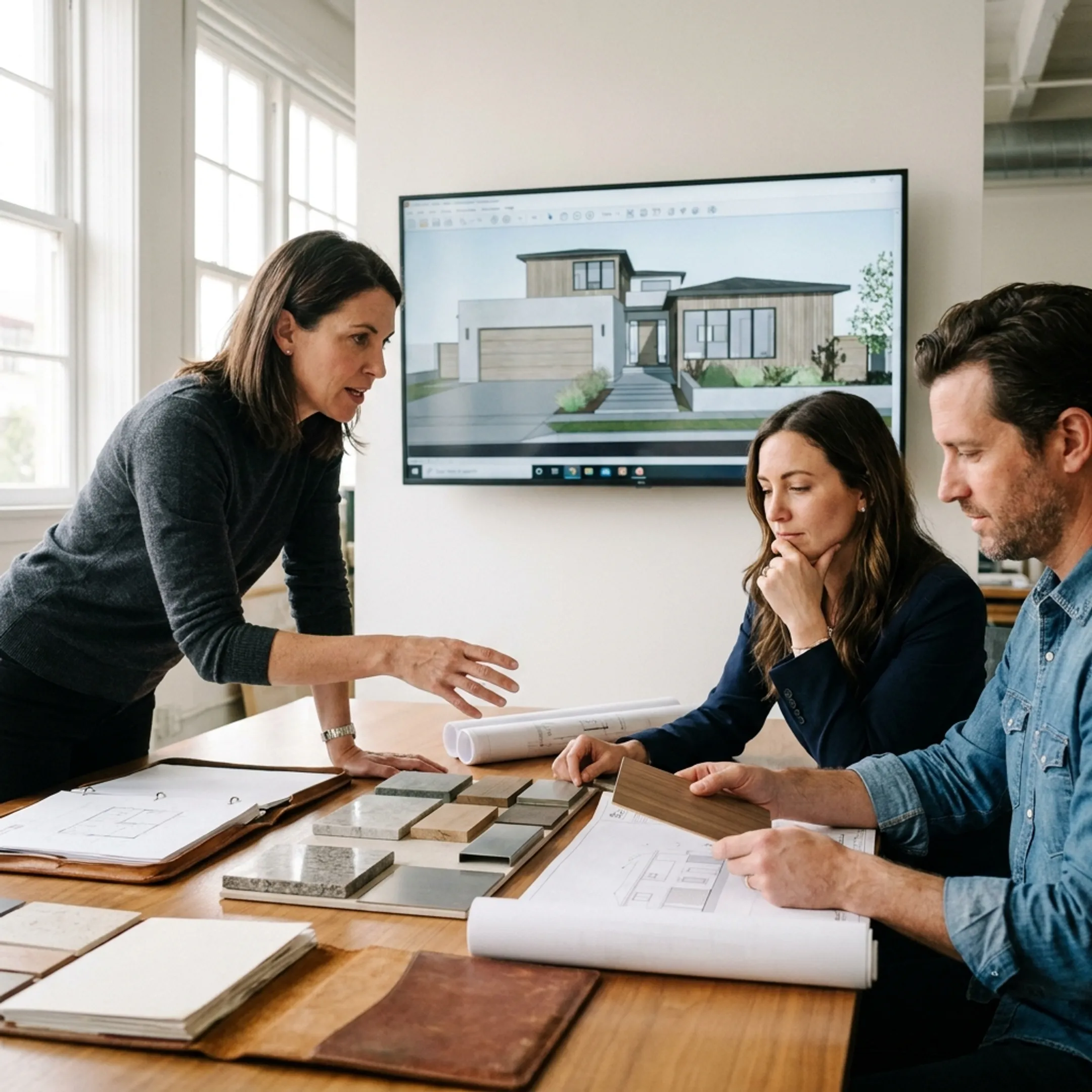Architect presenting a residential concept to homeowners