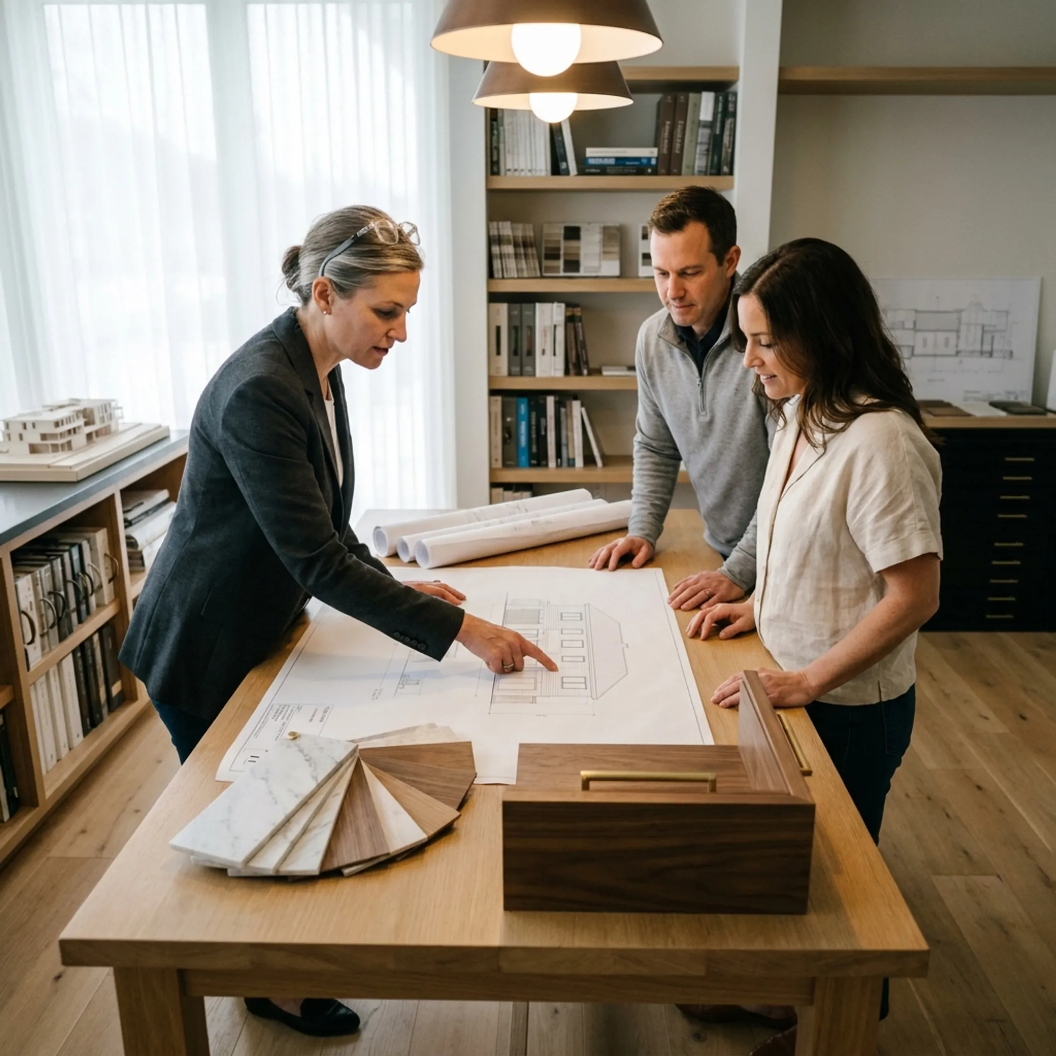 Architect discussing luxury remodeling plans with a homeowner
