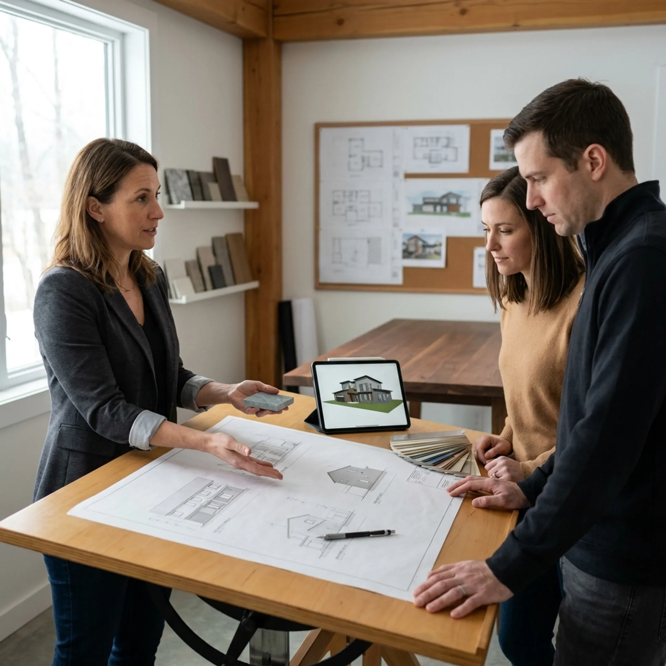Architect presenting a residential renovation concept