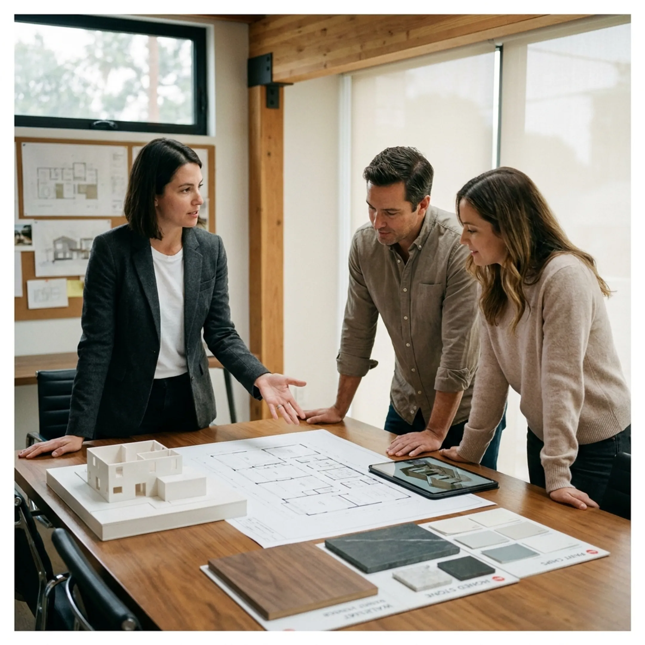 Architect presenting renovation concept to homeowners
