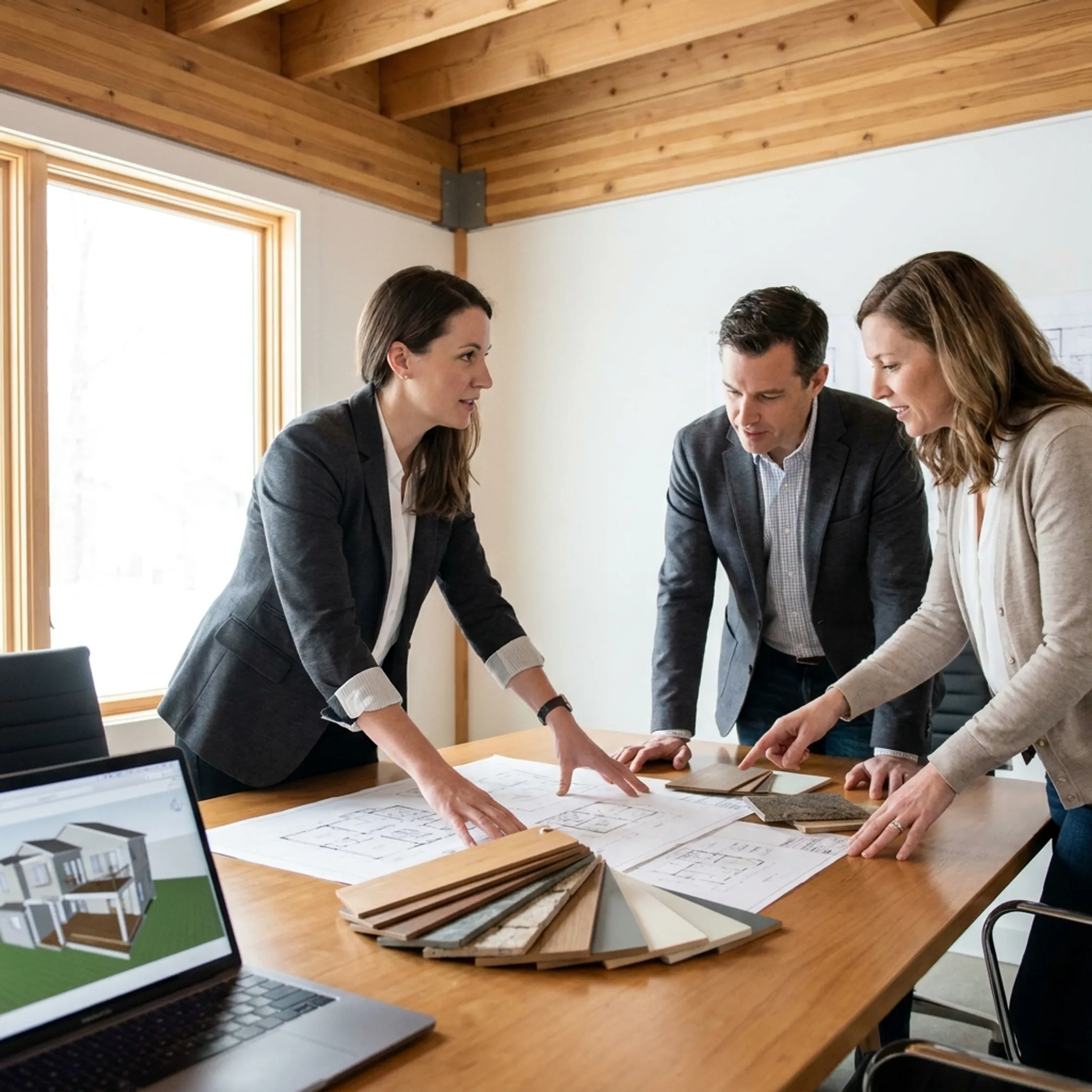 Architect presenting a remodel concept to homeowners