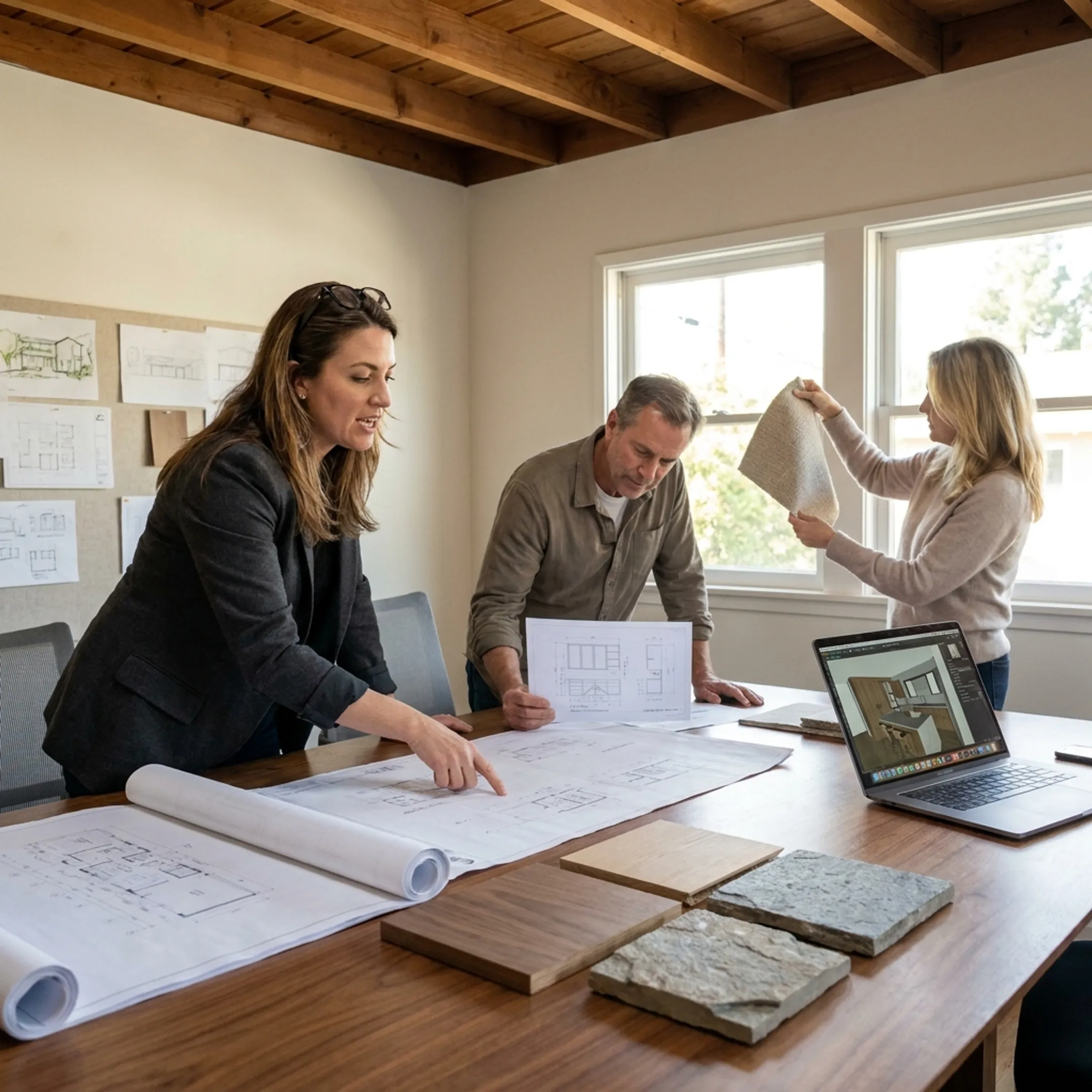 Architect presenting a coordinated home renovation design