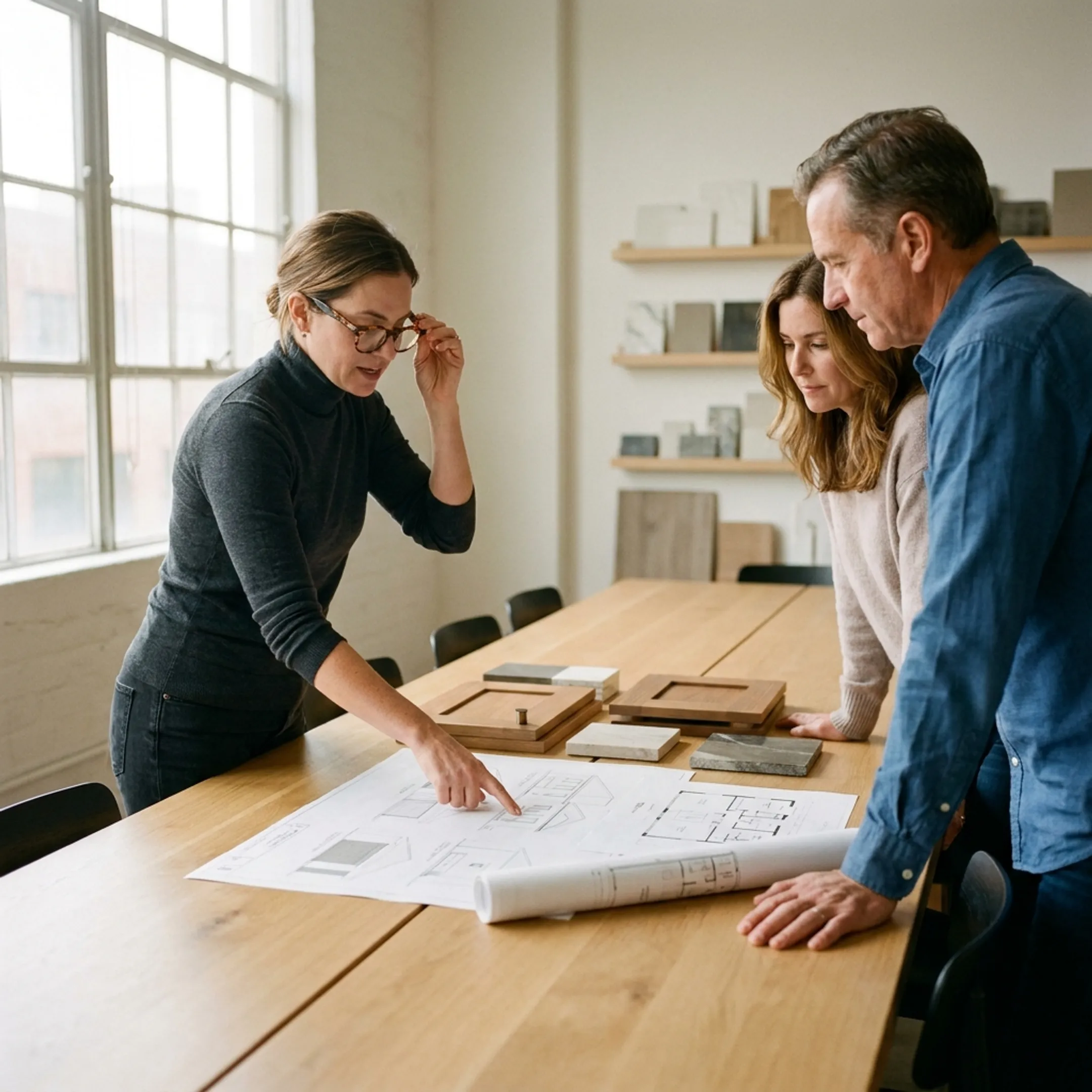 Designer presenting a cohesive home renovation concept