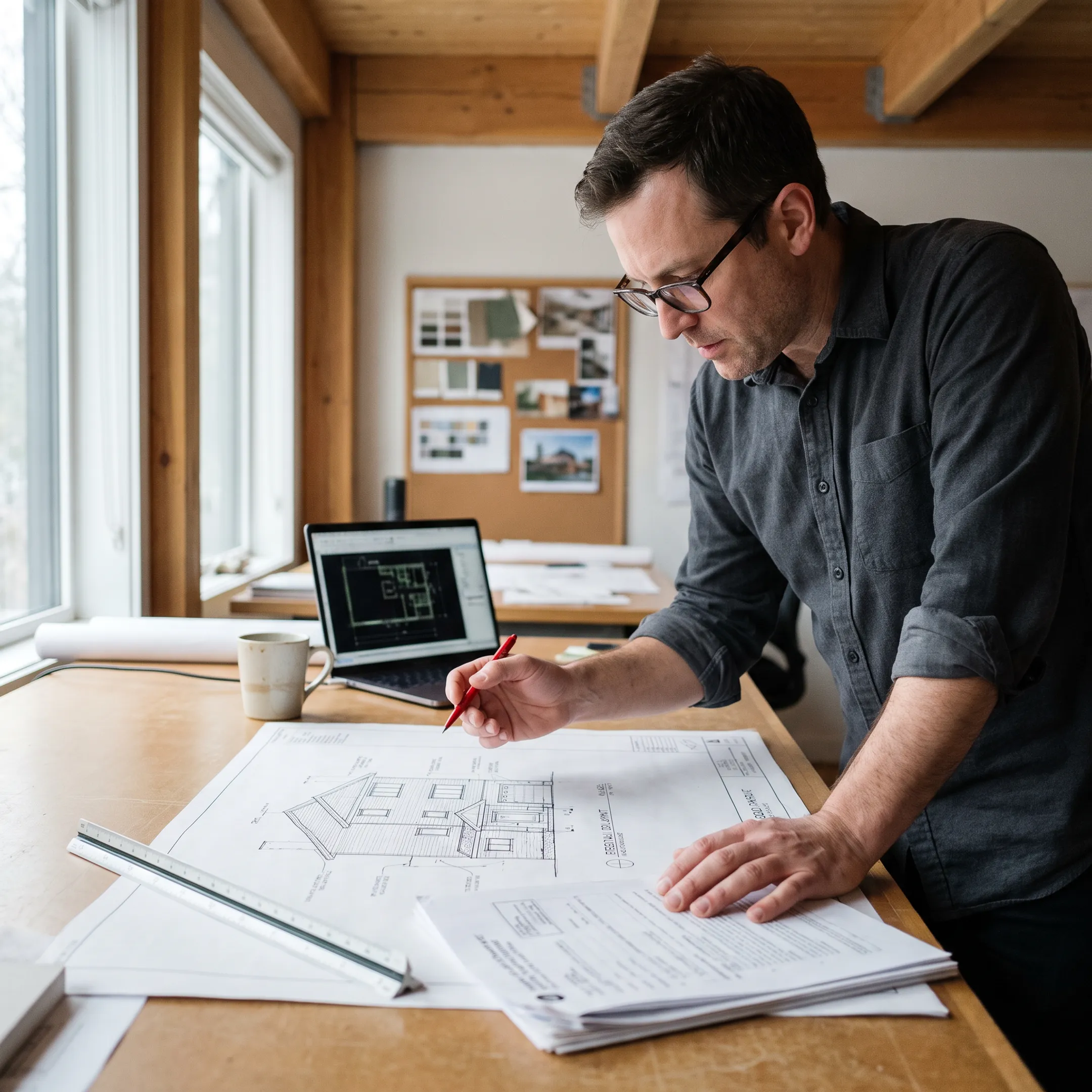 Architect reviewing Los Angeles residential permit plans