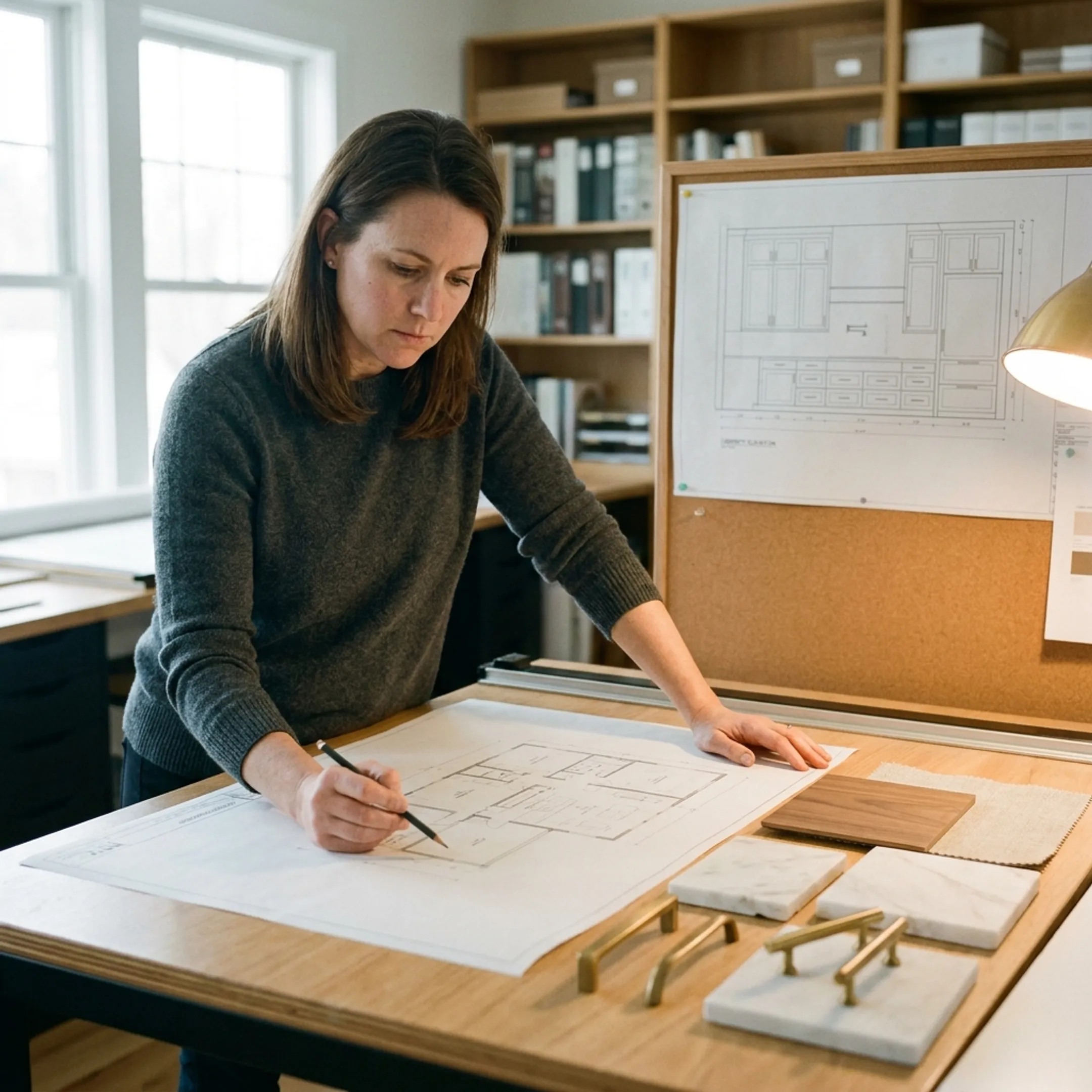 Luxury remodel materials and architectural drawings